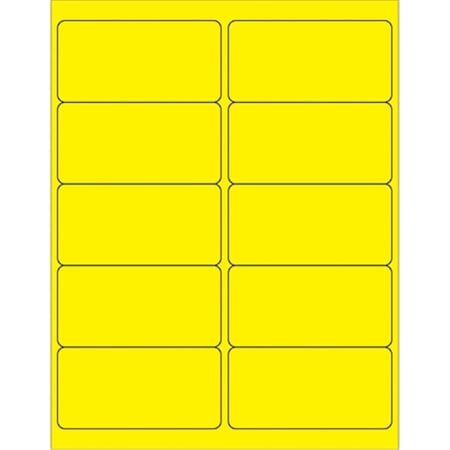 Bondad 4 x 2 in. Fluorescent Yellow Removable Rectangle Laser Labels, 1000PK BO2537013